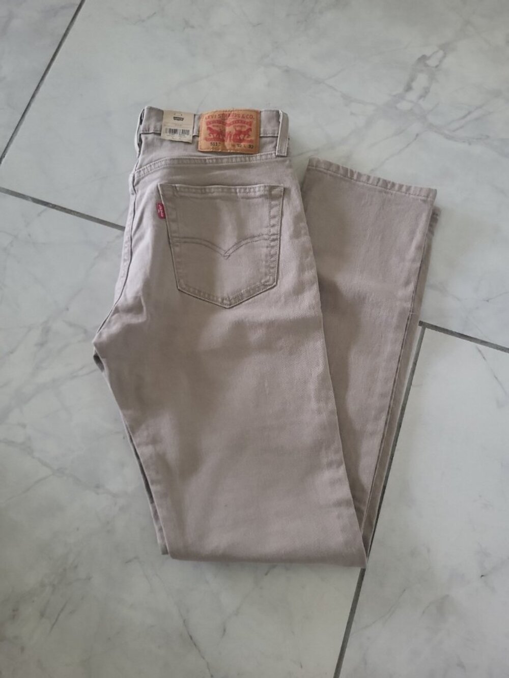 Men's Levi's 511 Slim Tapered Denim Jeans Khaki Stretch 32x32